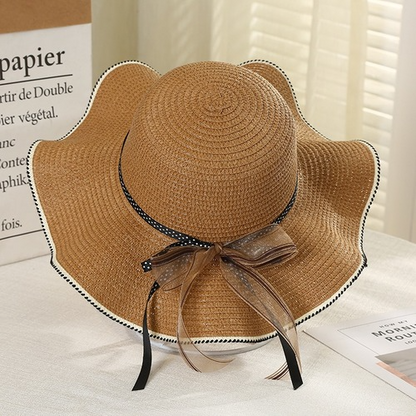 Foldable Wide Brim Floppy Girls Straw Hat Sun Hat Beach Summer Hat Protect Cap