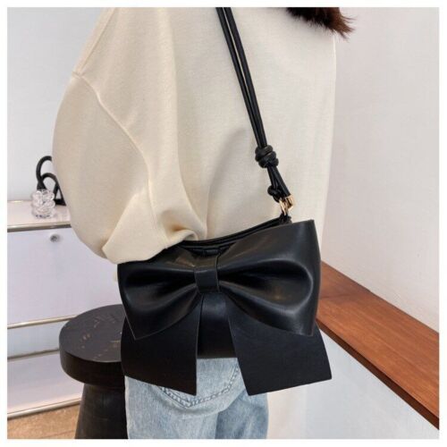 Textured Shoulder Underarm Bag Messenger Purse Bow Small Pouch 23*6*17 CM Zipper