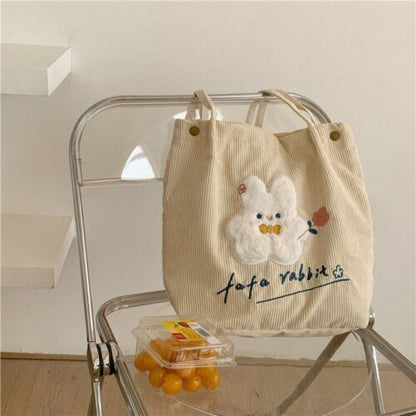 Cartoon Shoulder Bag Canvas Large Shopper Bag Fashion Casual Book Pouch 30*13*34