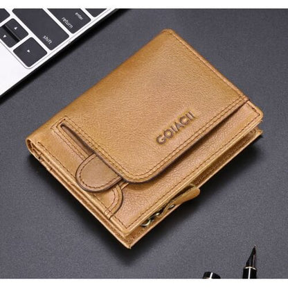 Vintage Genuine Leather Wallet Credit Card Id Holder Zipper Purse RFID Card Bag