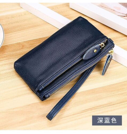 Genuine Cow Leather Wrist Strap Purse Handbag Versatile 17.5*10*0.8 CM Polyester
