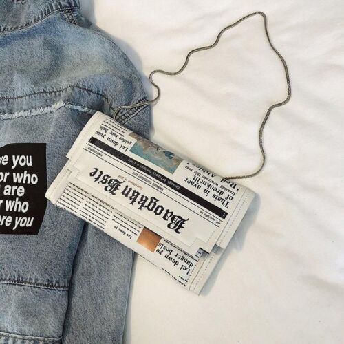 Newspapers Print Clutch Bags Envelope Bag Shoulder Bag Purse Evening Bags Wallet