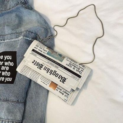 Newspapers Print Clutch Bags Envelope Bag Shoulder Bag Purse Evening Bags Wallet