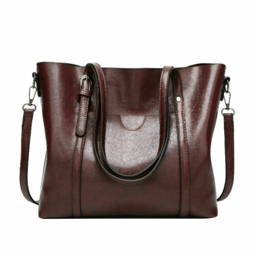 Women's Large Retro Handbag PU Leather Shoulder Bag Purse Messenger Tote Satchel