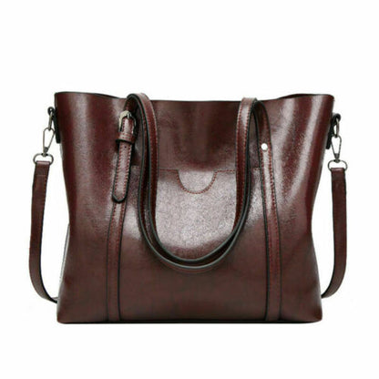 Women's Large Retro Handbag PU Leather Shoulder Bag Purse Messenger Tote Satchel