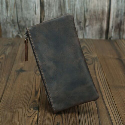 Wallet Genuine Leather Phone Bag Long Retro Ultra-Thin Leather Clutch Solid 1PC