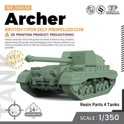 SS558 1/200/350/700 Military Model Kit British 17pdr Self-Propelled Gun Archer