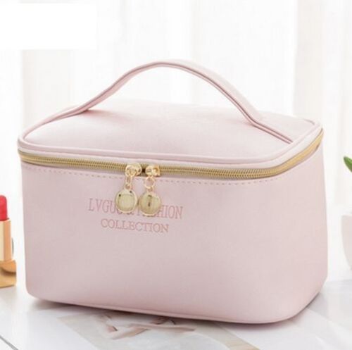 Large Cosmetic Bag Synthetic Leather Waterproof Zipper Makeup Traveling Case 1PC