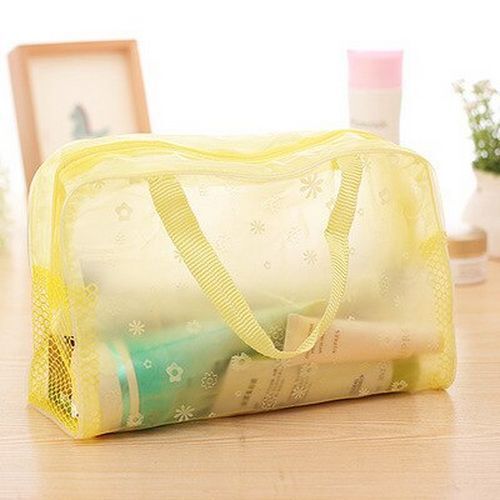 Flower Print Cosmetic Bag Transparent Makeup Pouch Case Travel Small Toiletry