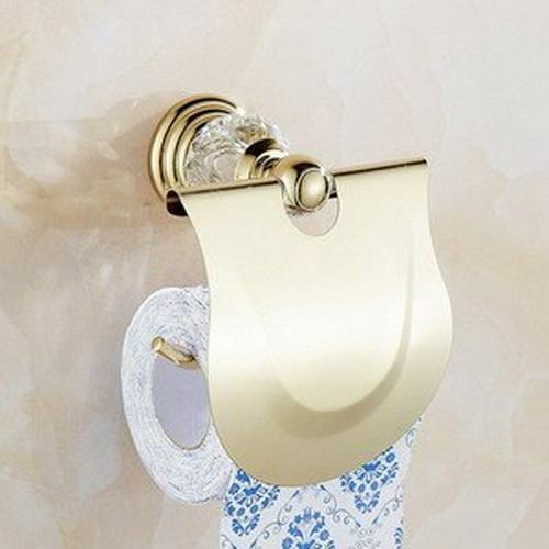 Luxury Crystal Bathroom Accessories Gold Polished Brass Wall Bath Hardware Sets