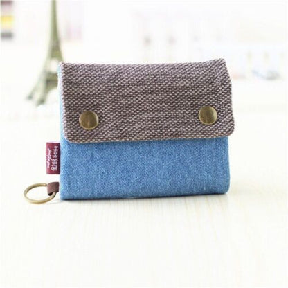 Handmade 3 Fold Fabric Wallet Short Zipper Purses Multi-function Bag Card Holder