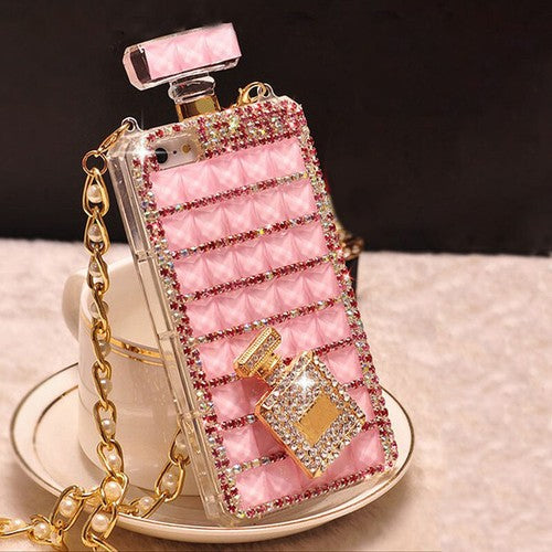 For iPhone 17 Pro/16 Pro Max/15/14/13 Bling Glitter Diamond Perfume Bottle Case