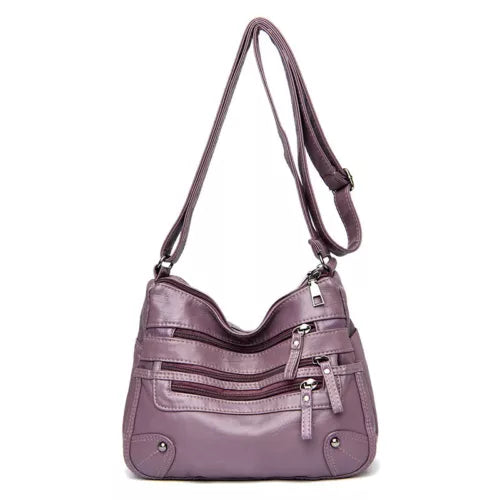 Women's Cross Body Messenger Bag Fashion Pu Leather Wide Shoulder Strap Handbag