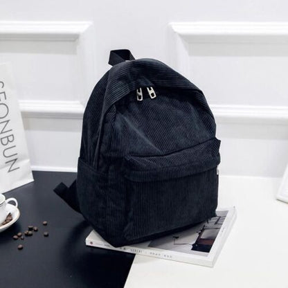 Corduroy Backpack School Bag 36*25*12cm 15inch Laptop Waterproof Traveling Purse
