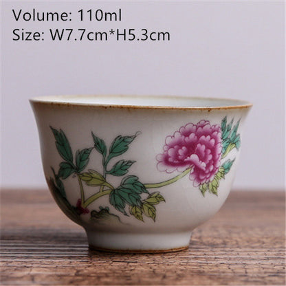 Antique Tea Cup Ruyao Kungfu Cup Of Tea Handpainted Master Cup Crackle Glaze New