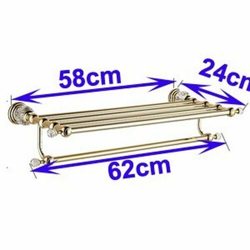Luxury Crystal Bathroom Accessories Gold Polished Brass Wall Bath Hardware Sets