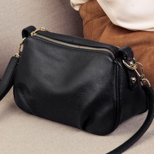 Genuine Leather Crossbody Bags Small Shoulder Messenger Purses Handbags Zipper