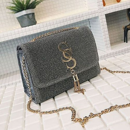 Flap Crossbody Bag Tassel Chain Party Handbag Purse Messenger Pouch Polyester