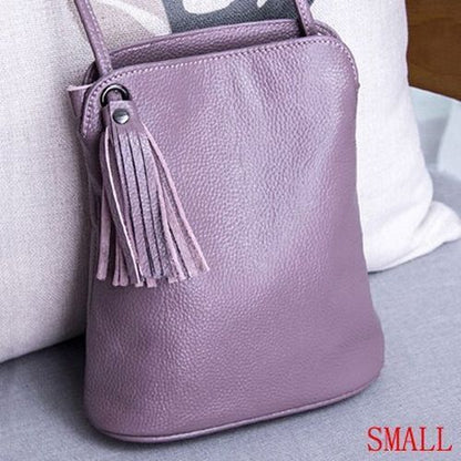Genuine Leather Tassel Crossbody Bag Small Shoulder Purse Money Messenger Bags