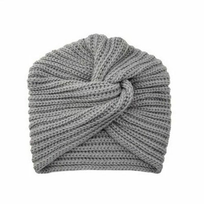 Turban Hats Women Knitted Cashmere Cross Wrap Head Hat Wool Knitting Bonnet Cap