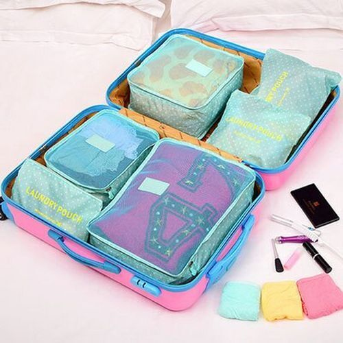 6pcs/set Cosmetic Bag Travelling Purse Waterproof Luggage Clothes Organizer Case