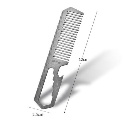 Titanium Hair Beared Comb Anti Static Pocket Multi Tool Bottle Opener Wrench EDC