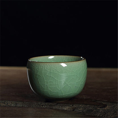 One Tea Cup Crackle Glaze Porcelain Cup Marked Longquan Celadon Cup Of Tea 85ml