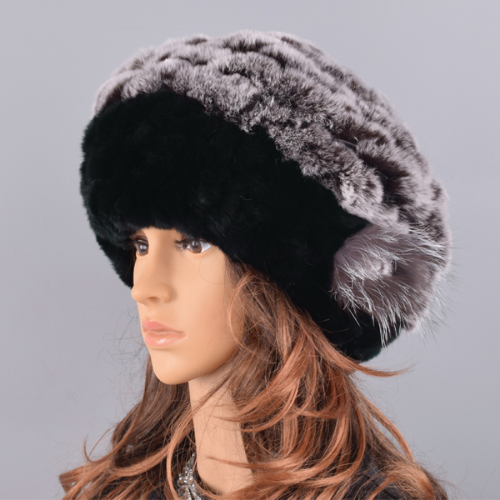 Berets Caps Women Rabbit Fur Hat Causal Warm Knitted Caps Outdoor Volume Hats
