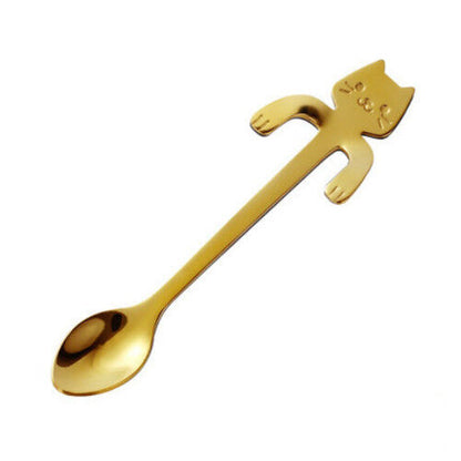 Tea & Coffee Spoon Food-grade Stainless Steel Cat Handle Scoop Drinking Flatware