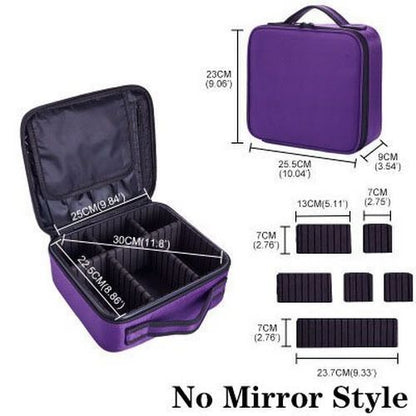 Makeup Case Traveling Cosmetic Bag Make Up Storage Box Nail Tool Suitcases Solid