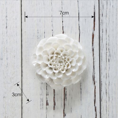 White Flower Wall Stickers Modern 3D Ceramic Decoration TV Background Art Murals