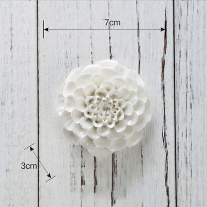 White Flower Wall Stickers Modern 3D Ceramic Decoration TV Background Art Murals