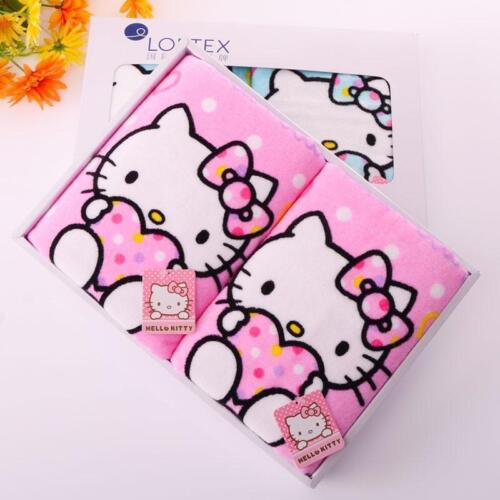 2 Piece Hello Kitty Cartoon Hand Towel Bath Towel Face Wash Cotton