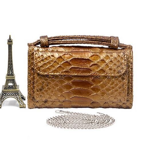 Leather Clutch Crossbody Bag Gold Luxury Serpentine Clutch Purse Messenger Bags