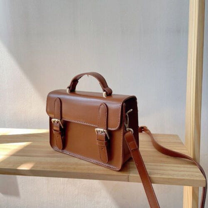 Vintage Handbag Small Shoulder Bag Synthetic Leather Totes Bags Brown Satchels