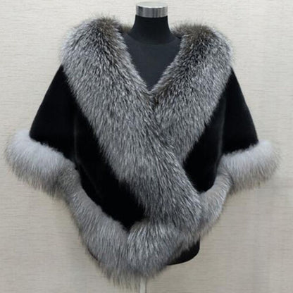 Women Luxury Fluffy Faux Fur Shawl Bridal Wedding Evening Cape Warm Dress Stole