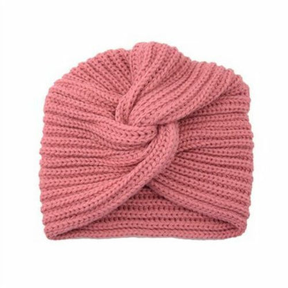 Turban Hats Women Knitted Cashmere Cross Wrap Head Hat Wool Knitting Bonnet Cap