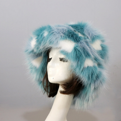 Warm Faux Fur Bucket Hats Women Outdoor Caps Fleece Cap Fluffy Ski Vacation Hat