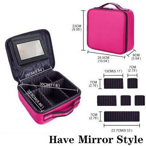 Makeup Case Traveling Cosmetic Bag Make Up Storage Box Nail Tool Suitcases Solid
