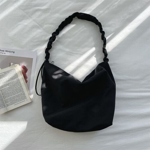 Simple Messenger Bag Large Capacity Shoulder Purse Leisure Pleated Nylon Pouch