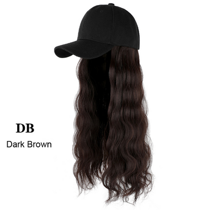 Baseball Cap Wig Kinky Straight Hat Synthetic Hair Wigs Natural Adjustable Hat