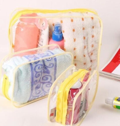 Cosmetic Bags Transparent Zipper Black Makeup Case Organizer Traveling Toiletry