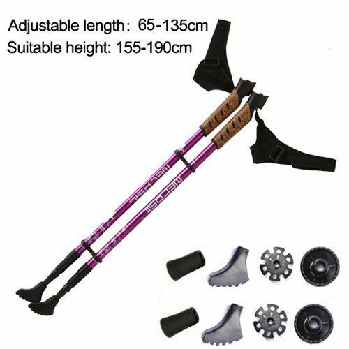 2Pcs Hiking Walking Sticks Trekking Poles Nordic Walking Aluminum Camping Hiking