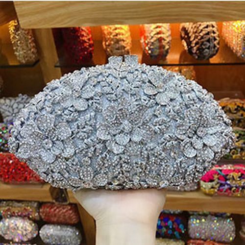 Lady New Stones Clutch Bag With Chain Quality Rhinestone Wedding Clutches Purse