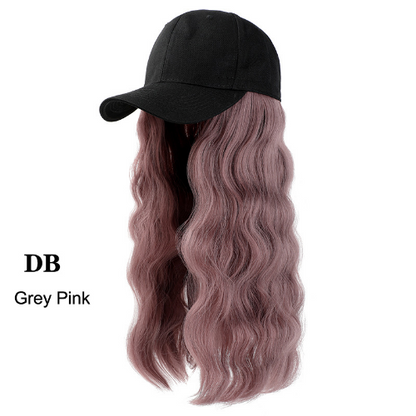 Baseball Cap Wig Kinky Straight Hat Synthetic Hair Wigs Natural Adjustable Hat