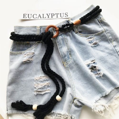 Women Belt Woven Hemp Rope Waistband Round Buckle Jean High Dress Corset 140x3cm