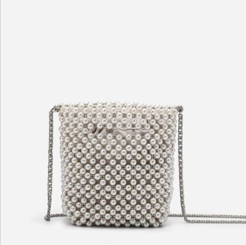 Mini Pearl Small Messenger Bag Summer Pearl Purse Handmade Beaded Phone Pouch