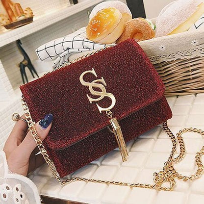 Luxury Small Sequin Flap Crossbody Bag Fashion Chain Handbag Purse Messenger Bag