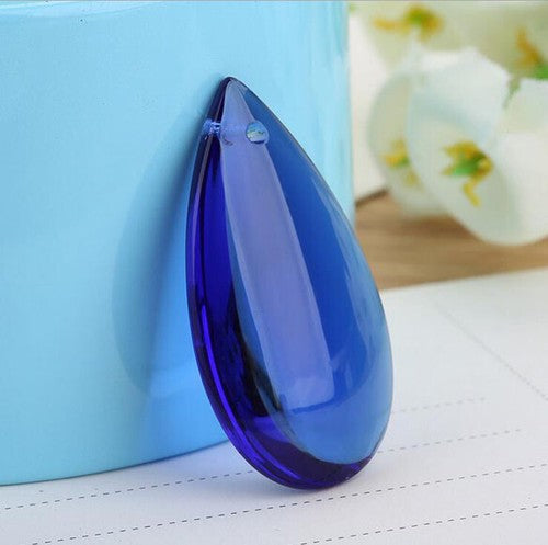 10Pcs 50mm Smooth Almond Chandelier Crystal Teardrop Prism Parts Suncatcher