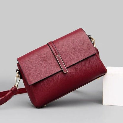 Genuine Leather Bag Fashion One Shoulder Messenger Square Crossbody Polyester